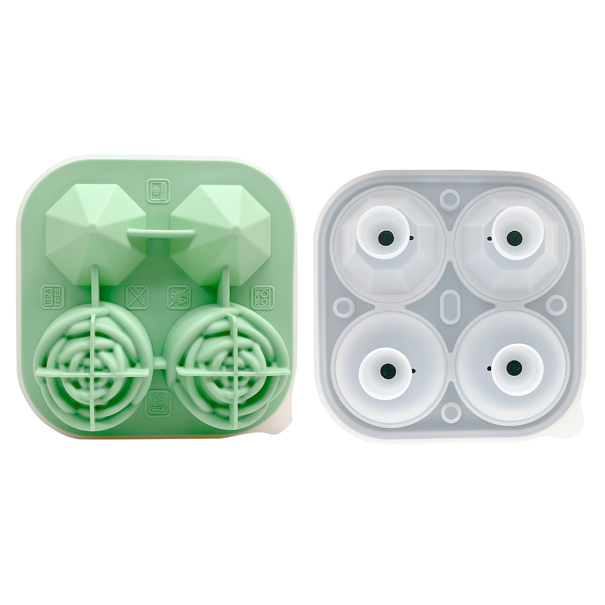 Caja de molde de hockey sobre hielo de silicona Ice Cube máquina de hielo 4-piece Rose whisky Comercial Grande cuadrado redondo image 46