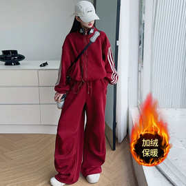 女童加绒运动套装秋冬款本命年大儿童装12岁女孩洋气卫衣两件套潮
