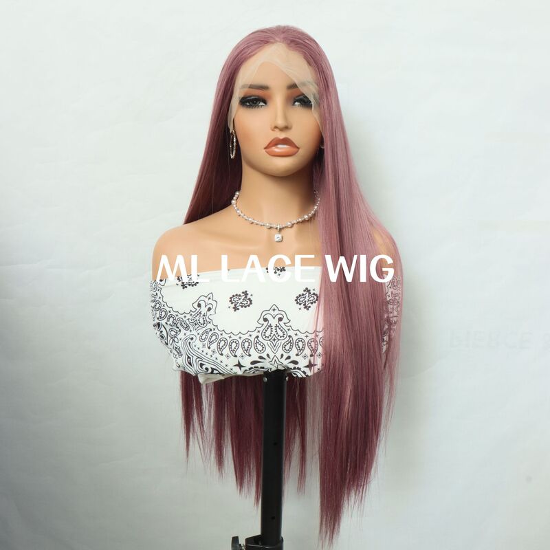 Front Lace Wig Mixed Purple Hand Hook Daily Wig 60cm Chemical Fiber Random Parting Girly Korean Long Straight Hair