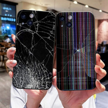 适用iPhone15外贸镜子碎的破碎感手机壳