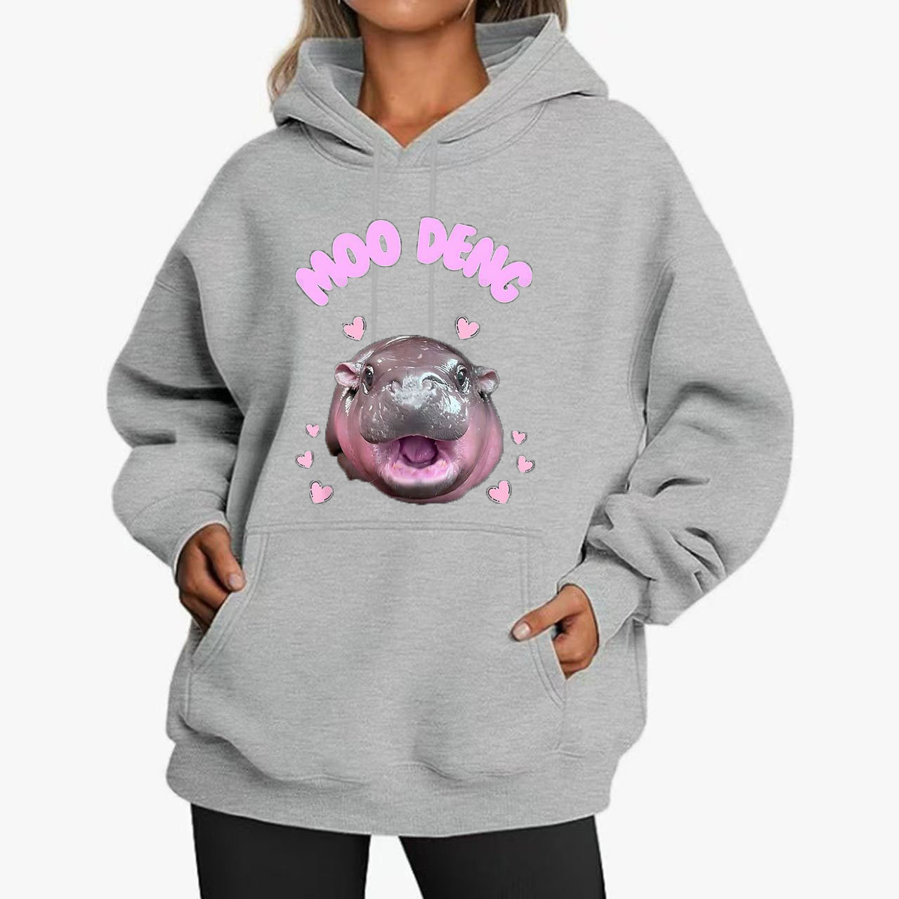 moo deng different couples' sweater spring and autumn 2024 new print high end internet celebrity hoodie_voghion.com