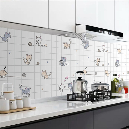 Kitchen sticker waterproof, oil-resistant, high-temperature resistant self-adhesive wall sticker for cabinets, range hoods, tiles, and countertops with 3D patterns wallpaper