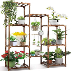 Pine tree plant multi-layer flower stand ground-mounted multi-layer display rack garden plant stand