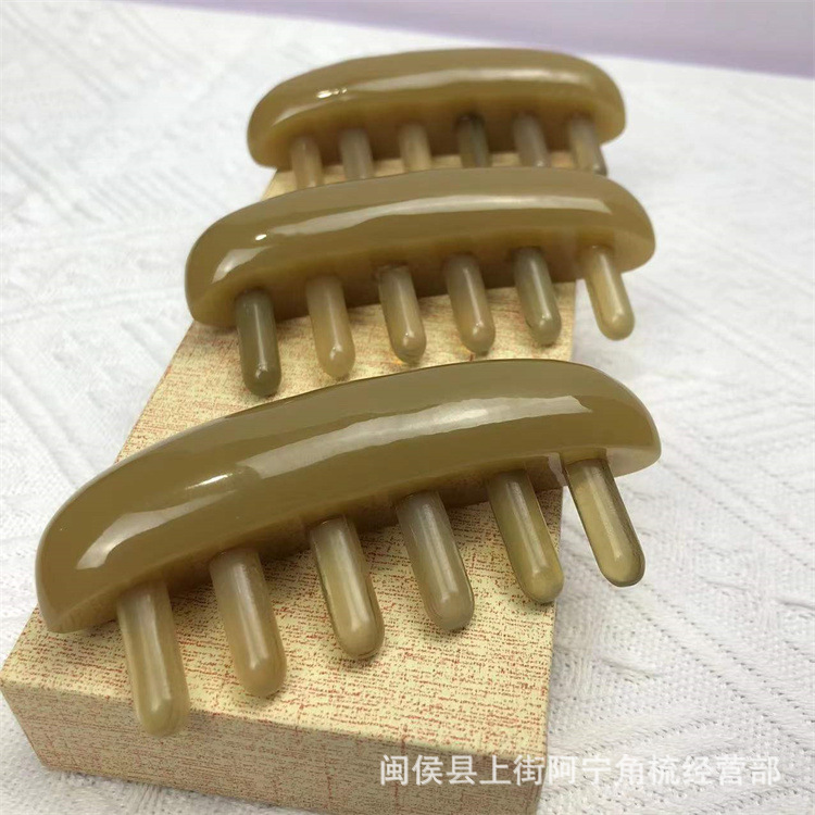 Horn Massage Comb Goat Horn Six-Teeth Scalp Massage Comb 10 cm Acupoint Comb quality and texture