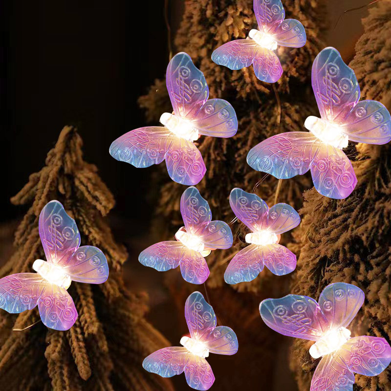 New LED Lantern Butterfly Light String Battery Light Outdoor Fairy Night Light Room Garland Curtain Wedding Decorative Light