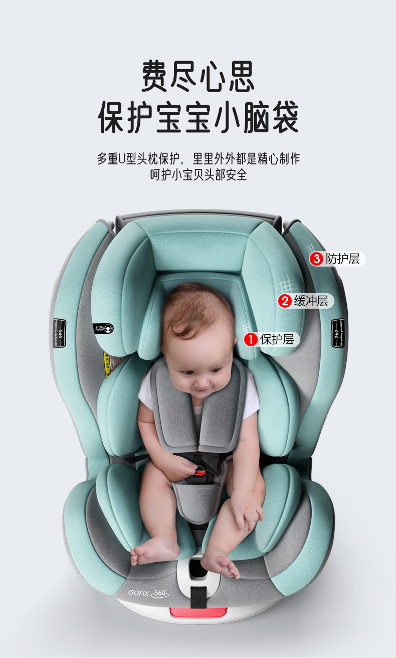 Qiaobeibi Kids Safety Seat Car Baby 0-12 Years Old Car 360 Degree Rotating Simple Seat Baby