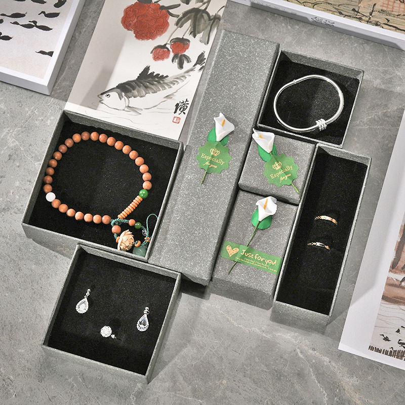 热卖复古项链戒指纸盒 天地盖贴花饰品盒 创意包装现货现货批发