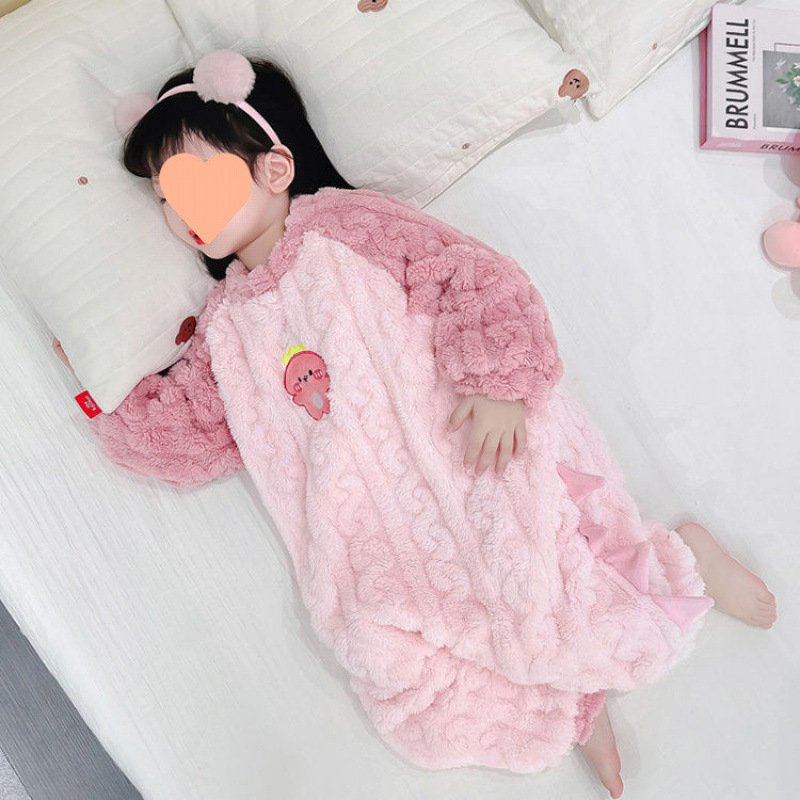새로운 어린이 잠옷 가을과 겨울  의 잠자는 가방 두꺼운 플란넬 소녀의 귀여운 어린 소녀의 잠옷