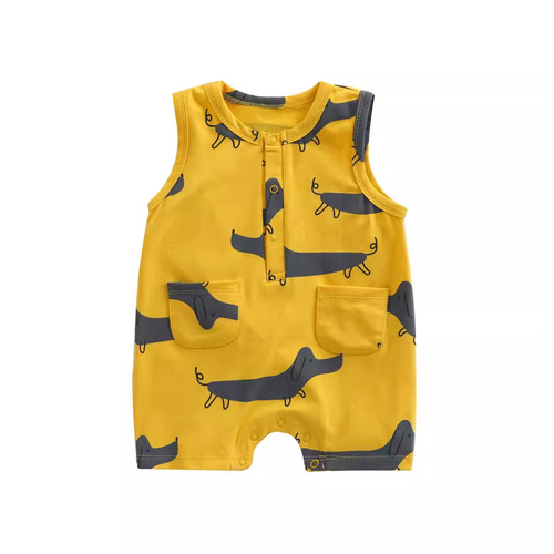 Chic Baby Outfit Summer Dress for Girls Thin Clothing, Cute Crawling Suit for Baby Boys Pure Cotton Sleeveless Onesie
