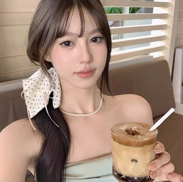 韓国水玉模様のリボンヘアバンド女性用、フレンチエレガントで高級なポニーテールリボンヘアバンド、スクエアスカーフヘッドアクセサリー|undefined