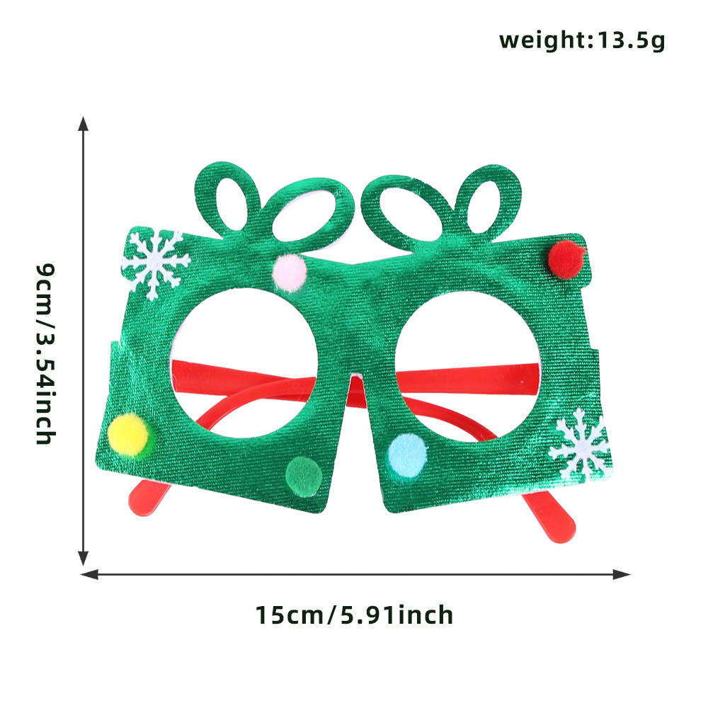Navidad transfronteriza gafas de decoración para adultos niños regalos de Navidad tela estampada árbol de Navidad caja de regalos marco de gafas de fiesta