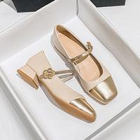 French style small fragrant style thick heel shoes for women's  new shallow mouthed   with skirts and fairy women's shoes