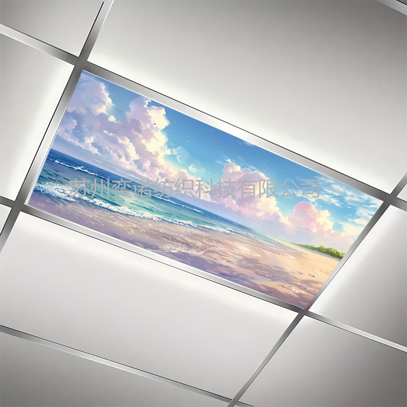 Amazon Spot Beach Print Fluorescent Magnetic Lampshade Flame Retardant Shading Cloth Anti-Dazzle Eye Protection Ceiling Lampshade