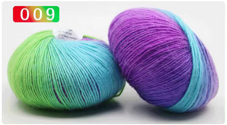 Sección teñido Arco Iris hilo de lana pura color degradado música puntaje medio grueso palo aguja gancho chal sombrero bufanda lana