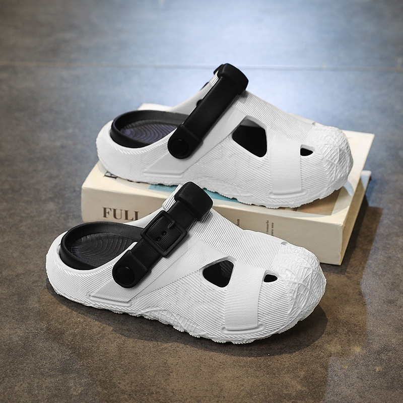 2025 zapatos con agujeros para padres e hijos, sandalias antideslizantes de suela gruesa para niños de mediana edad, zapatillas de Baotou para hombres y mujeres, zapatos de playa