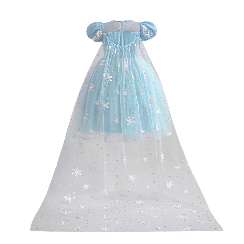 Europa y los Estados Unidos nuevos vestidos de princesa Elsa vestidos de niñas vestidos de nieve y nieve de primavera vestidos de burbuja vestidos de espectáculo