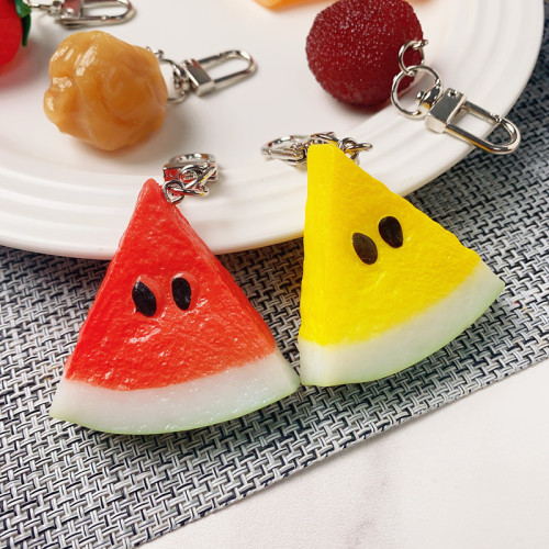 Creative cute food keychain fruit strawberry kiwi bayberry orange green tea Internet celebrity school bag pendant accessories