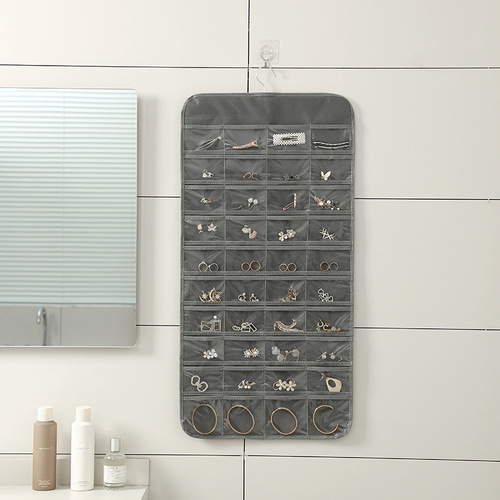 80-grid storage bag, jewelry storage hanging bag, non-woven double-sided necklace jewelry storage bag, dust-proof storage box