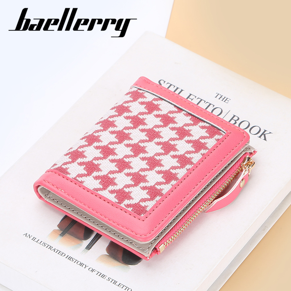 2024 New Wallet Women's Short Edition Korean Thousand Bird Grid Zipper Zero Wallet Fashion Versatile Casual Money Clip Girl_voghion.com