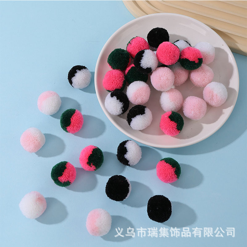 现货2cm双色混拼色毛线球手工DIY服装鞋帽涤纶球饰品配件辅料批发