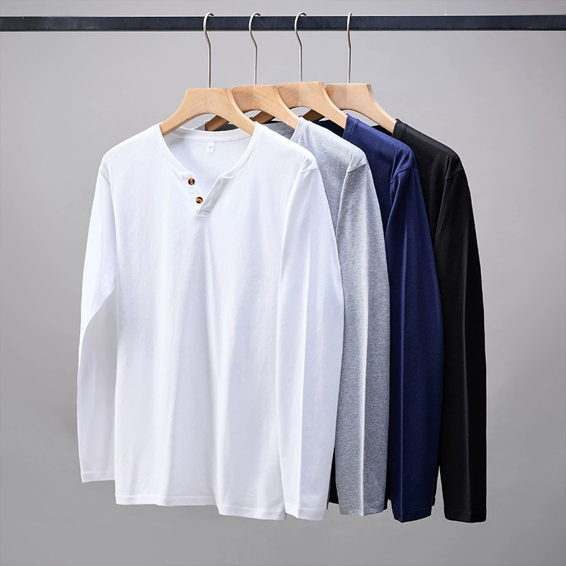 Пуговицы с V-образным вырезом с длинным рукавом весной и летом тонкий мужской большой размер ins свободный хлопок с двумя хлопчатобумажными футболками оптовая продажа