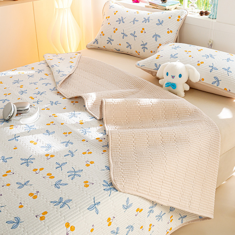Tapa de cama de algodón de verano de una sola pieza 2025 nuevo traje de tres piezas de sábanas acolchadas de tatami de algodón universal de cuatro estaciones