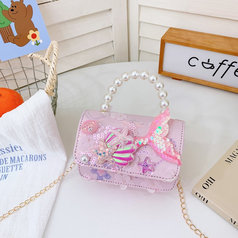 Bolsos infantiles nueva sirena niñas lindas bolsos princesas bolsos de moda niñas mochilas bolsos de perlas
