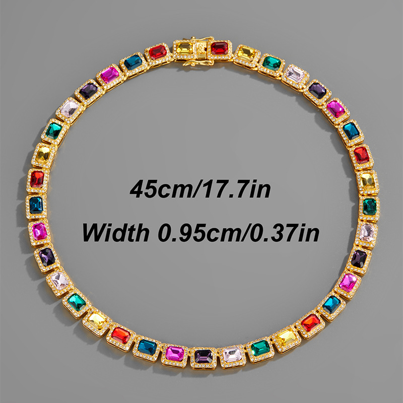 Moda europea y americana ins estilo colorido ZIRCON cubano cadena 10mm hombres de hip hop hiphop joyería al por mayor