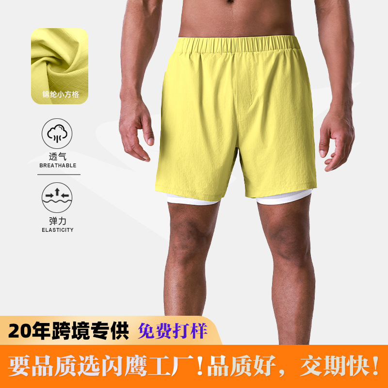 Outdoor Leisure Two-In-One Running Shorts, Comfortable and Breathable Shorts, Marathon Sports Basketball Double-Layer Quick-Drying Pants for Men