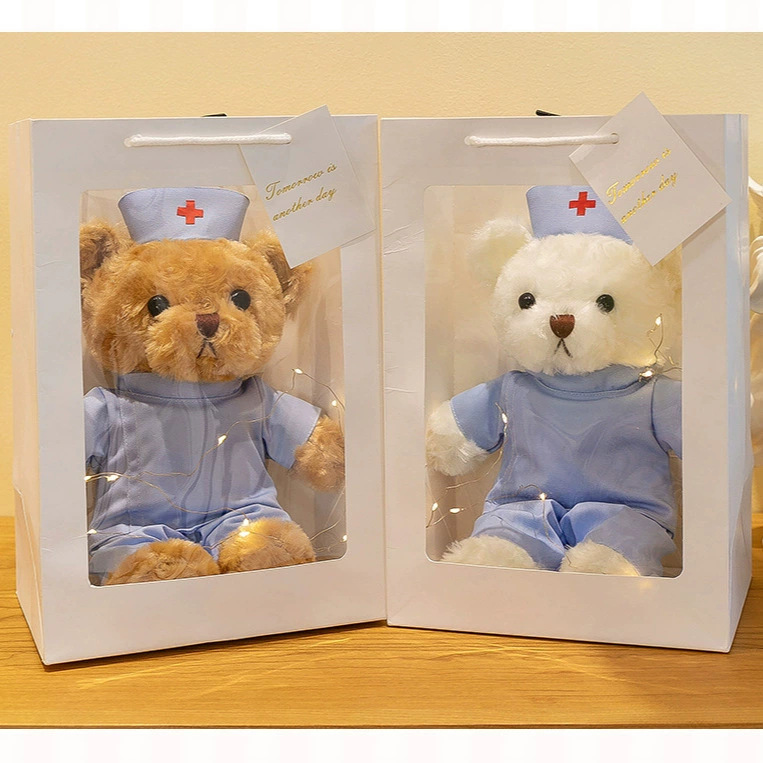 Doctor Bear Doll Teddy Peluche Oso de peluche Muñeca médica Muñeca Logotipo creativo Enviar enfermera Regalos navideños