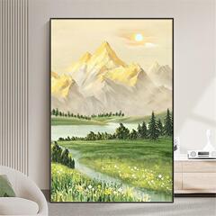 日照金山装飾絵画リビングルーム床絵画風景風景吊り絵画ソファ背景壁ハイエンド玄関壁画