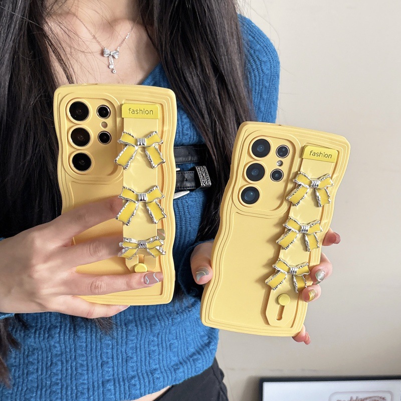 Skin-Feel Wavy Edge Suitable for Samsung S25Ultra Mobile Phone Case S25Pro All-Inclusive S25 Pure Color S25Edge Autumn and Winter