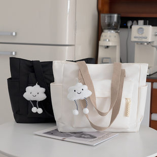 Universal solid color capacious one-shoulder bag