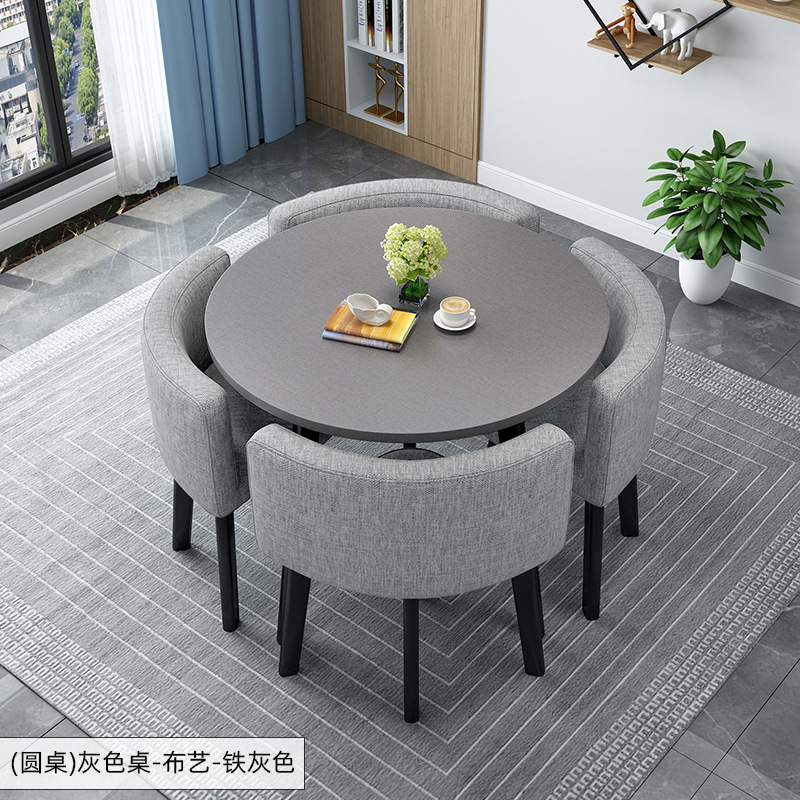 Simple Recepción y negociación pequeña mesa redonda mesa de recepción negociación reunión mesa de invitados y silla traje Oficina área de descanso mesa y silla combinación
