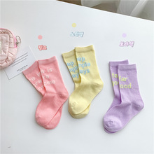 70011儿童袜子批发夏季薄款彩色字母宝宝网眼袜棉无骨透气中筒袜