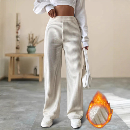 2026 autumn and winter European and American new style loose casual wide-leg high-waist straight striped pants with a hanging feel, showing slimming and leg length