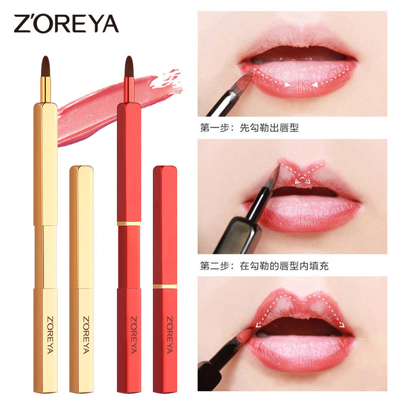 Cepillo de labios retráctil lápiz labial cepillo herramientas de maquillaje de labios cepillo de maquillaje portátil se puede personalizar en stock al por mayor