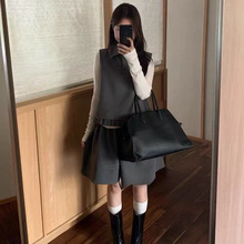 6839珍妮告白 韩系娃娃领花边马甲+蓬蓬半身短裙套装