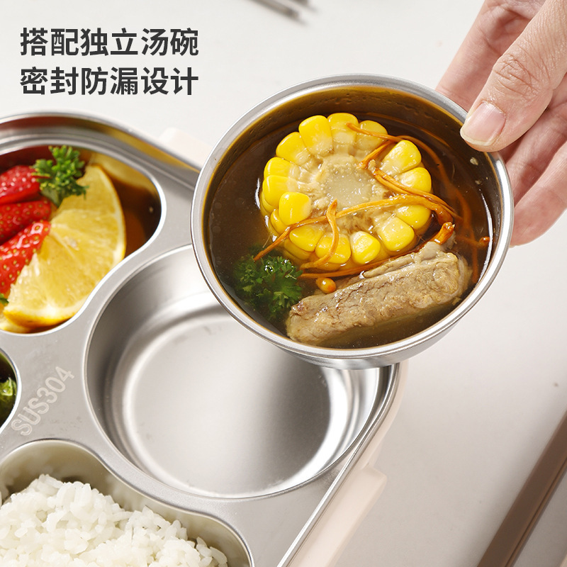 不锈钢保温饭盒学生专用304食堂餐盘分格上班族便携微波炉便当盒|undefined