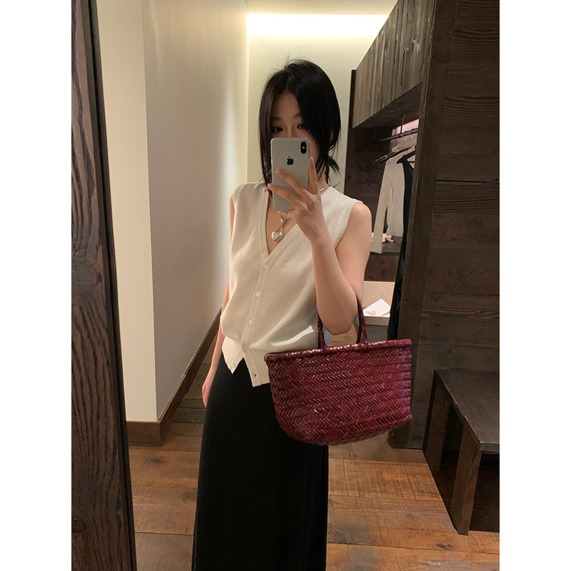 FOX ROOM 100%澳毛V领针织马甲2025秋新款韩版休闲叠穿背心A4306