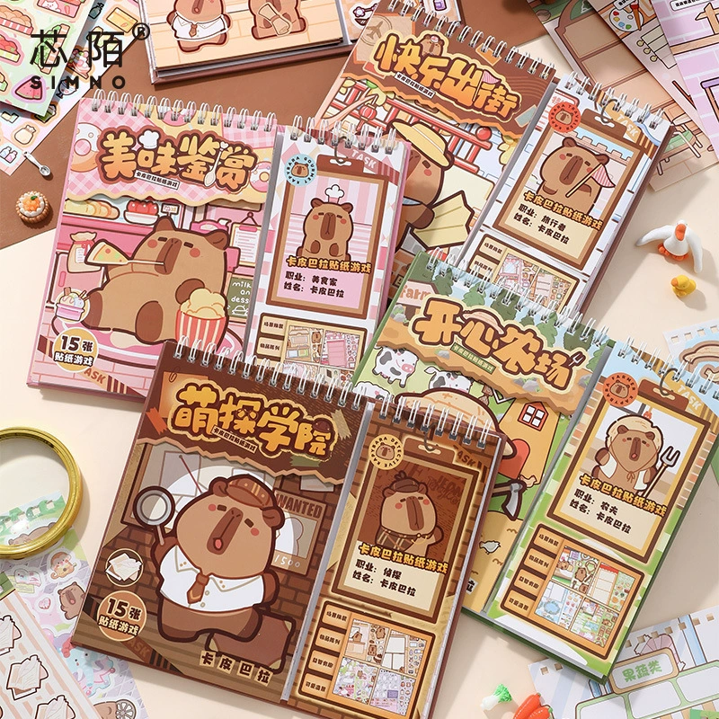 Наклейка Xinmo Kapibara, игровая разделенная катушка, мультяшная студенческая подарок на день рождения, головоломка, креативная наклейка, ручная книга