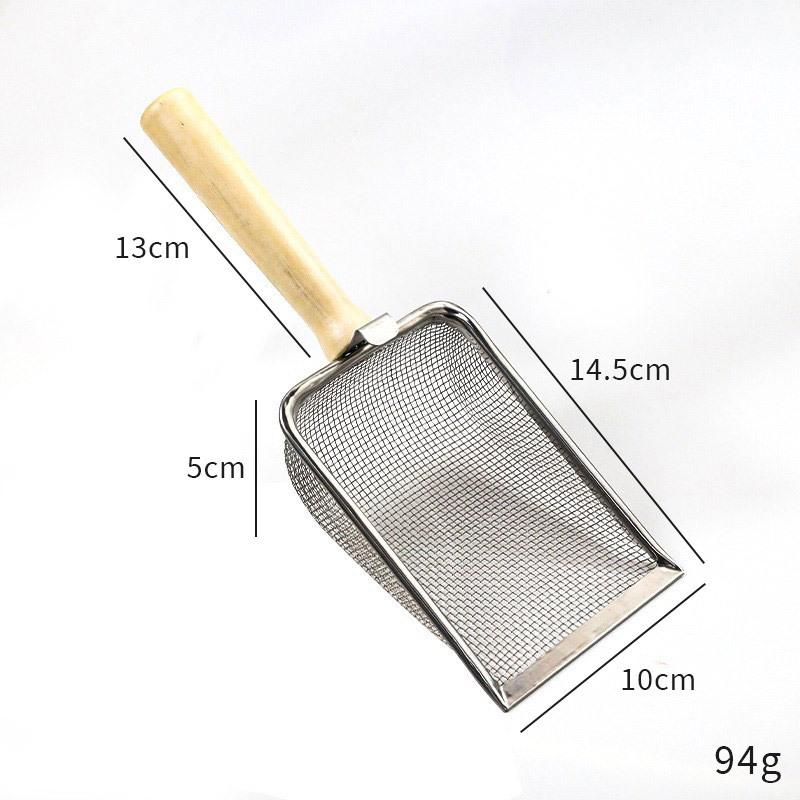 Pala de arena para gatos de acero inoxidable Pala de mierda para gatos Pala de arena para gatos de metal grande Pala de arena para gatos