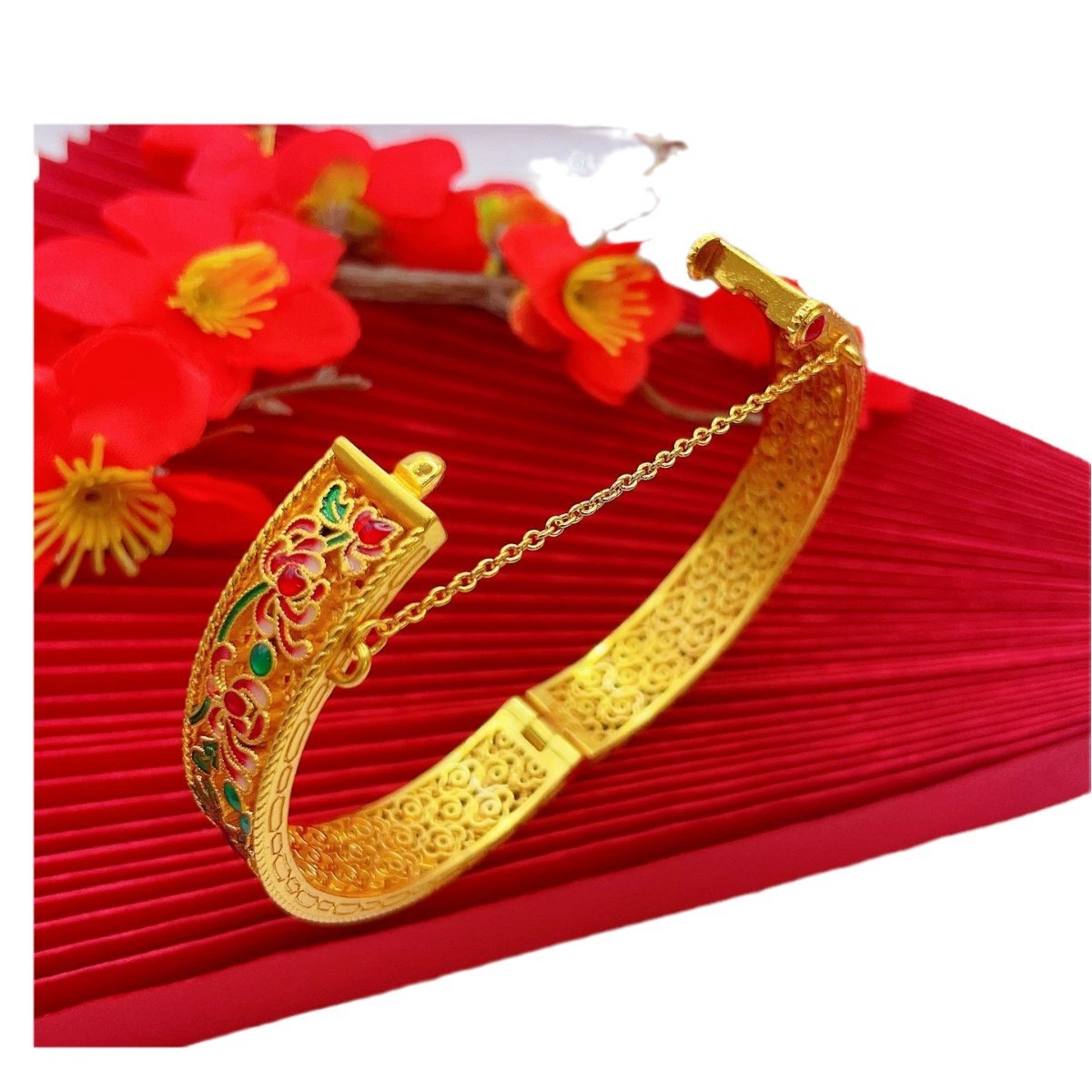 Retro enamel, bracelet, orchid
