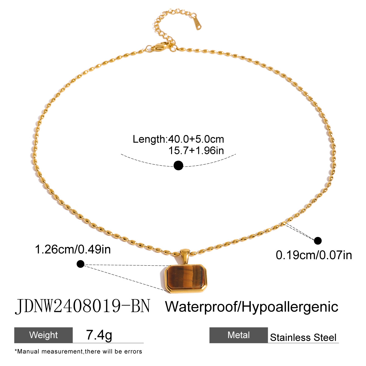 Wanxing estilo europeo y americano 18k oro de acero inoxidable collar de piedra de ojo de tigre universal mujer lujo ligero nicho alto sentido de joyería transfronteriza