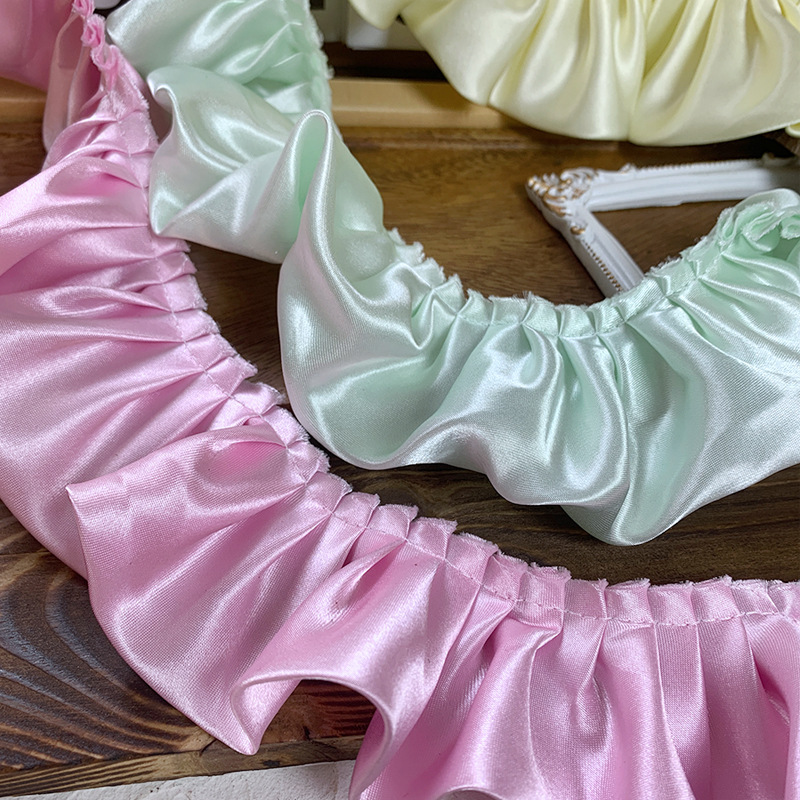 High-grade 5.5cm double-layer satin lace curtain home textile cushion cushion blanket around pleated lace