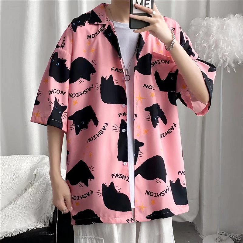 Hong Kong estilo Retro Vintage floral camisa de manga corta Estilo Hawaiano tailandés diseño sentido Ruan guapo camisa suelta para hombres y mujeres
