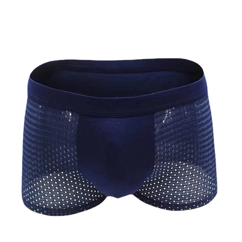 La ropa interior de seda del hielo de los hombres directos de la fábrica malla boxeadores de los hombres verano modal hueco boxeadores transfronterizos
