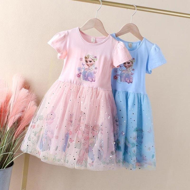 Princess Tulle Dress Summer Baby New 2026 Girls' Elsa Dress Little Girl's Mesh Elsa Dress