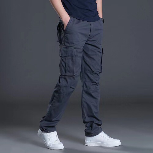 Spring and Autumn/Winter Multi-Pocket Work Pants for Men - Loose Plus Size Outdoor Sports Long Pants - Pure Cotton Workwear Casual Pants