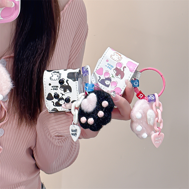 創意個性卡通貼豆貓咪蘋果AirPods1/2藍牙耳機pro保護套3適用掛件